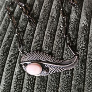 Native Made Silver and Pink Conch Necklace
